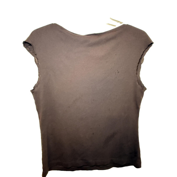 Vintage Valerie Stevens Y2K Top Womens MED Brown Floral Embroidered Cottagecore - Picture 2 of 7